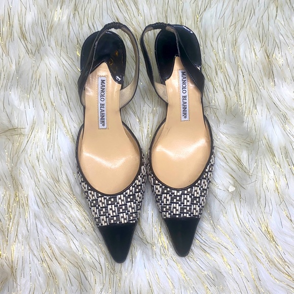 Manolo Blahnik Shoes - Manolo Blahnik - Woven  Patent Leather Slingback